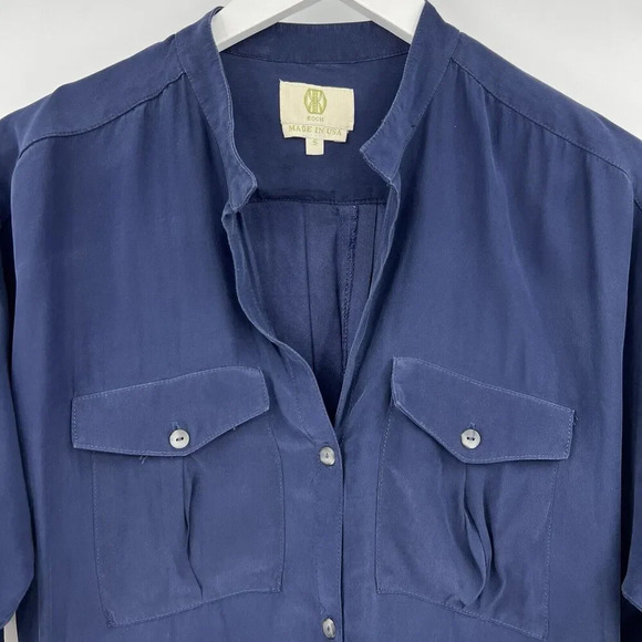 Koch 100% Silk Mini Tunic Shirt Dress Navy Blue 3/4 Length Sleeves Size Small - Picture 2 of 8